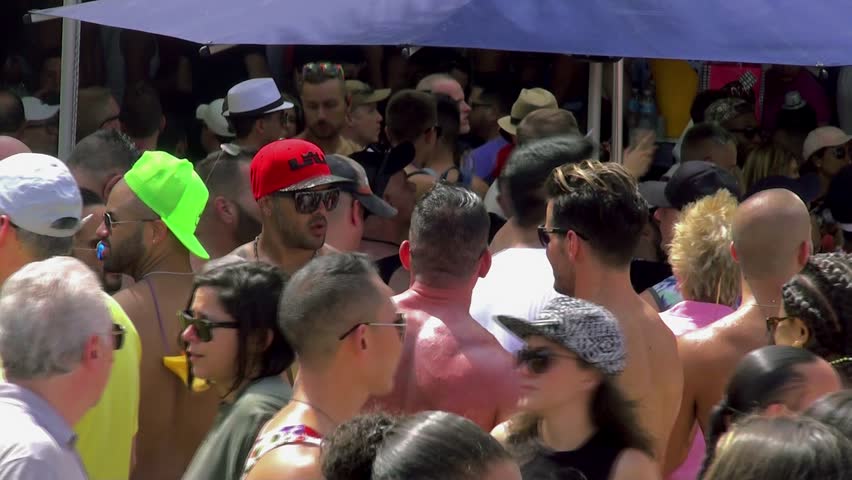 Miami Beach April Crowd People At The Miami Beach Gay Pride Festival Florida Usa April