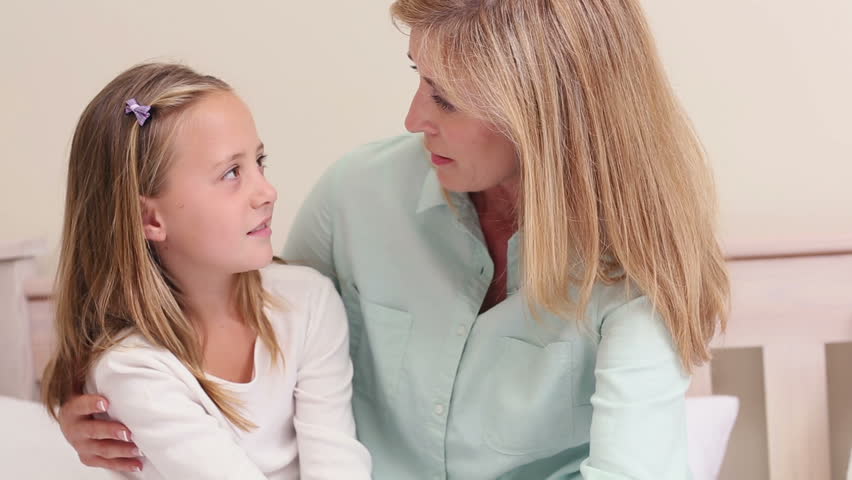 Upset Mother Scolding Her Daughter At Home Stock Footage