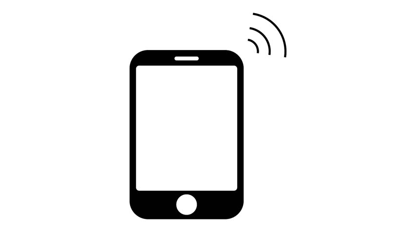 Ringing And Vibrating Cellphone. Animated Vector Image On Black, White