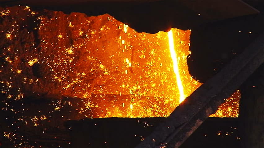 Foundry Molten Metal Poured From Ladle For Casting Molten Steel 
