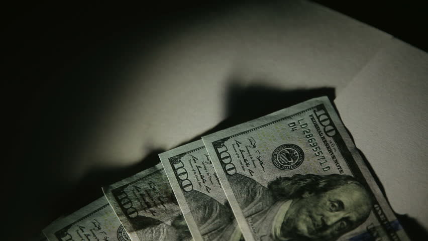 Falling Dollars (Loop On Blue Screen). 100 Dollars Bills