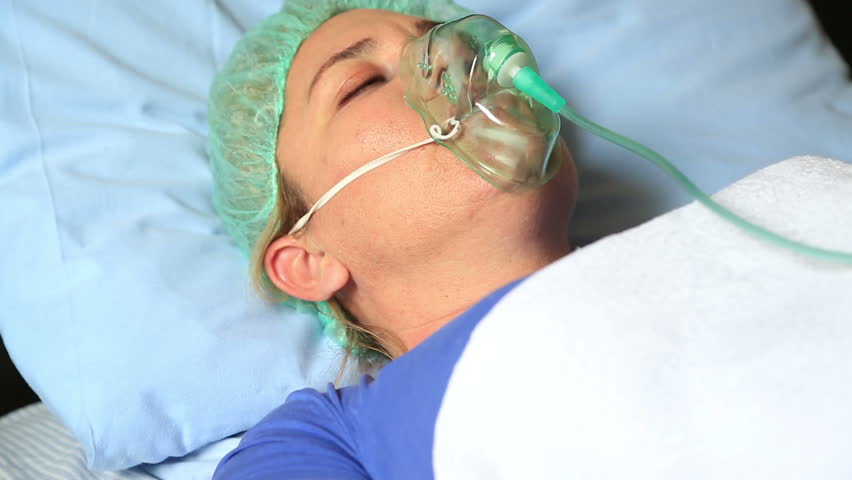 Diseased Woman Wearing A Oxygen Mask In Hospital Room Zbr Video