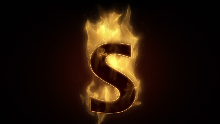 Fiery Letter R Burning In Loop With Particles Stock Footage Video 2070383