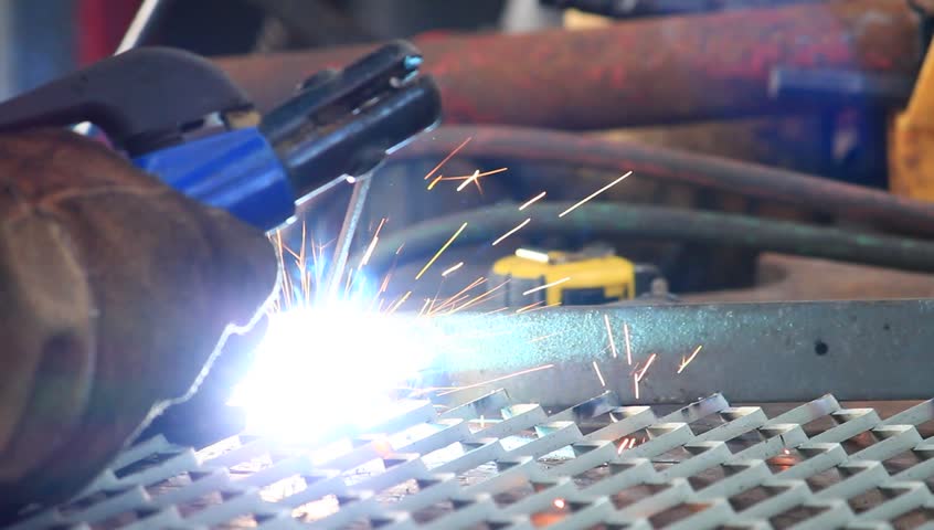 Welding The Grating In The Workshop Stock Footage Video ...