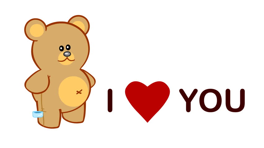 High Definition. Cute Love Videocard With Cartoon Animation Of A Teddy