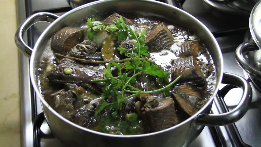 Lampreia A Bordalesa Cooking Lamprey Portuguese Typical Dish Stock