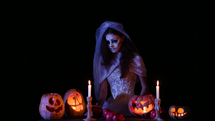 bride gently touches pumpkinsand then jack appears from the smoke and brings two glasses - Pictures That Say Happy Halloween bride gently touches pumpkinsand then jack appears from the smoke and brings two glasses - Pictures That Say Happy Halloween