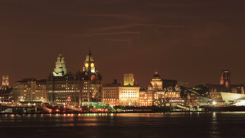 Time Lapse Of Moonrise Over Liverpool Skyline At Night Stock Footage Video 3663929 - Shutterstock