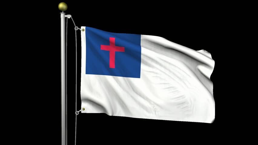 Seamless Looping High Definition Video Of The Christian Flag Waving On 