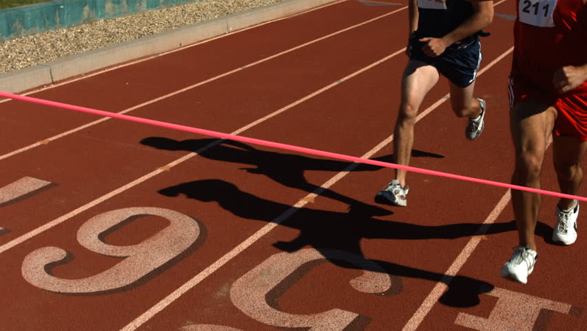 Track Runners At Finish Line Slow Motion Stock Footage Video 4656992