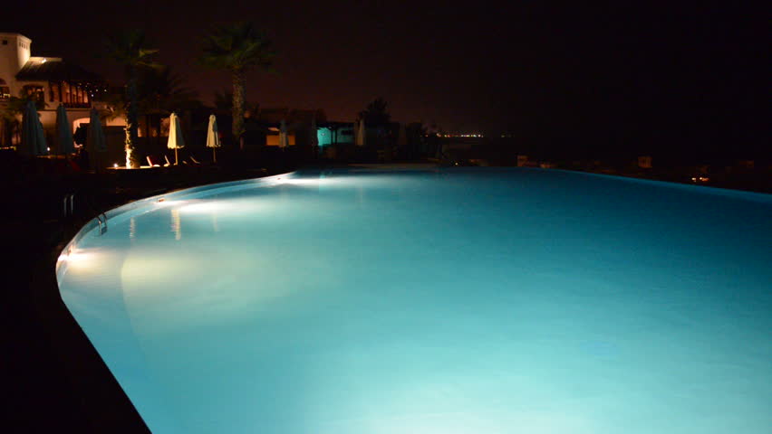 Timelapse Of Swimming Pool In The Night Hotel, Swimming ...