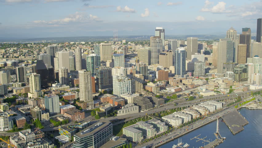 Aerial Coastal View Waterfront Park Downtown Seattle The Columbia