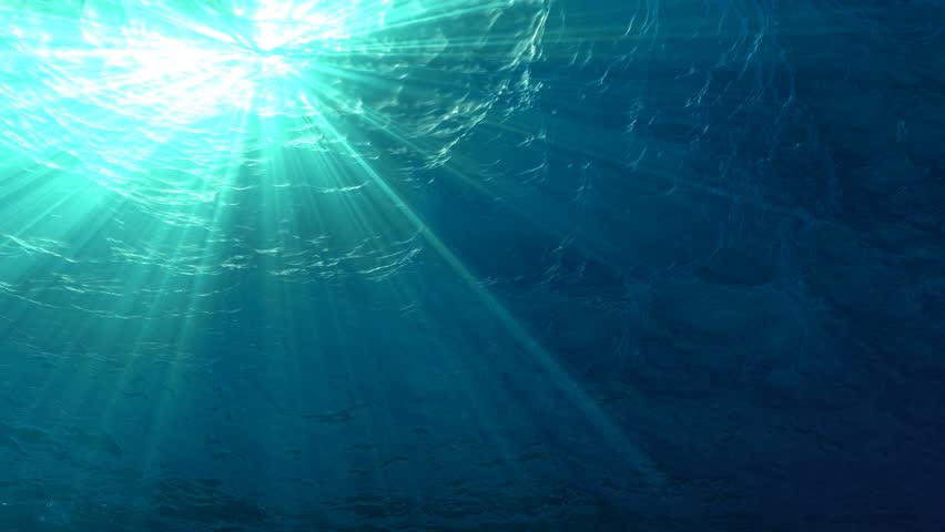 4K - Quality Looping Animation Of Ocean Waves From Underwater, Diving