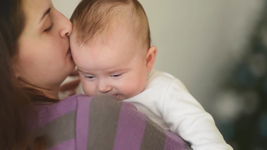 A Mother Licks Her Daughter S Cheek For A Picture And The Girl Wipes Off Her Face Stock Footage