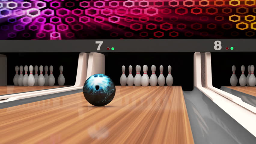 Animation Of Bowling Strike. Bowling Ball Crashing Into The Pins On