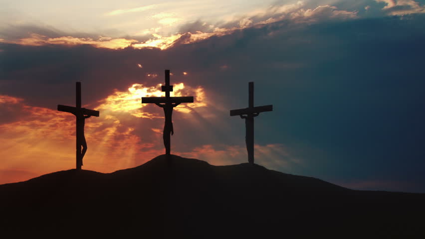 Calvary Hill Outside Ancient Jerusalem Where Jesus Christ Was Crucified Dark Sky And Rays Of 6759