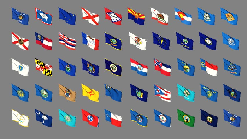 Flags Of The 50 States Of United States Part 3 Of 4 Stock Footage