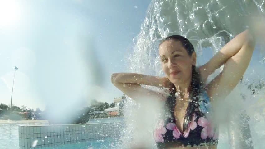 Woman Showering At Outdoor Spa Stock Footage Video 6915016 Shutterstock