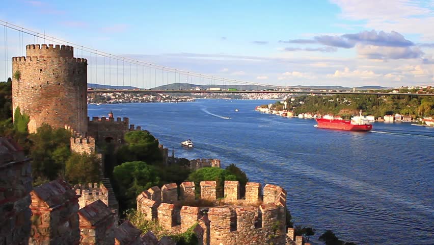 Flag Tower Of Rumelihisari Fortress. Bosporus, Istanbul, Turkey. Rumeli ...