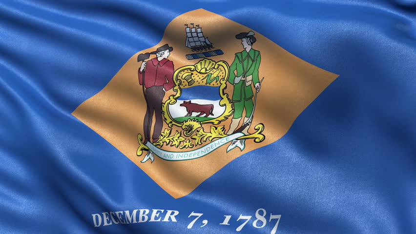 Waving Flag Of The US State Of Delaware With A Buff-coloured Diamond ...