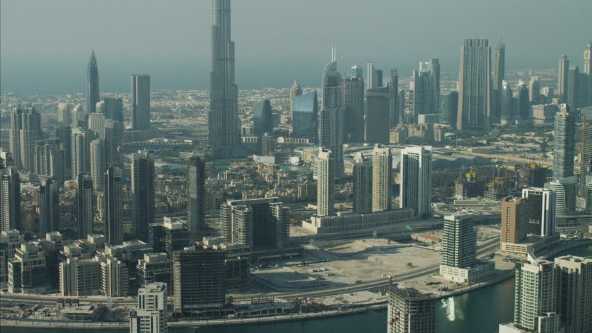 Aerial View Burj Khalifa, Dubai Creek Sheikh Zayed Road, And Downtown ...