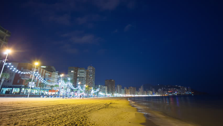 Benidorm Sunset Coast View 4k Time Lapse Spain Stock Footage Video ...