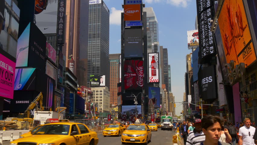 NEW YORK, USA - MAY 2015: Summer Day Times Square Traffic Crossroad ...