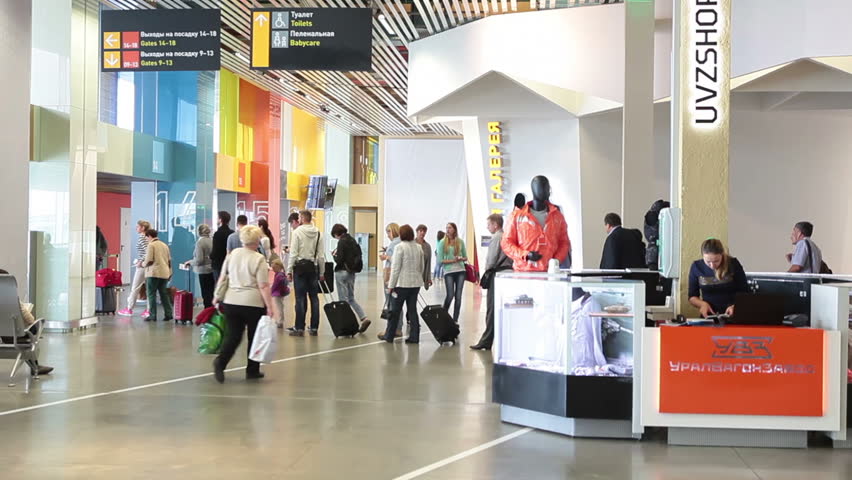 CIRCA 2010s - Passengers Coming Into An International Airport Terminal ...