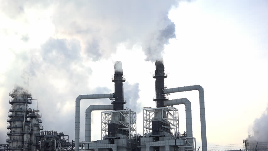 Factory Smoke Stack. Smoke Stacks Of Bio-fuel Plant. A Bio-diesel Plant ...