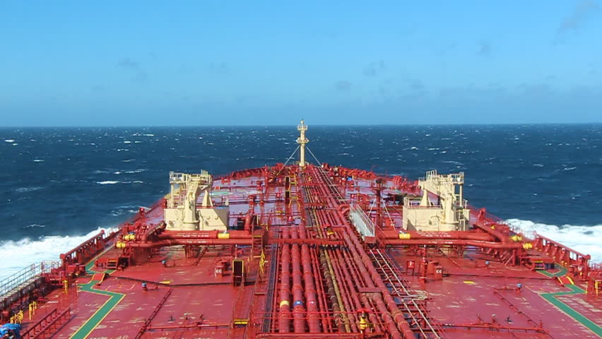 Pitching Seascape Of A Rough Sea, Seen From The Bow Of A Cargo Ship ...