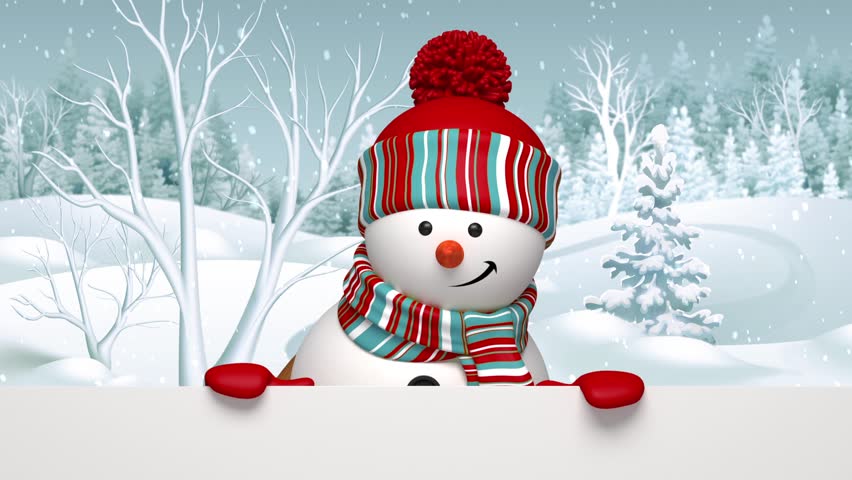 Christmas Snowman Salutation, Animated Greeting Card, 3d Cartoon ...