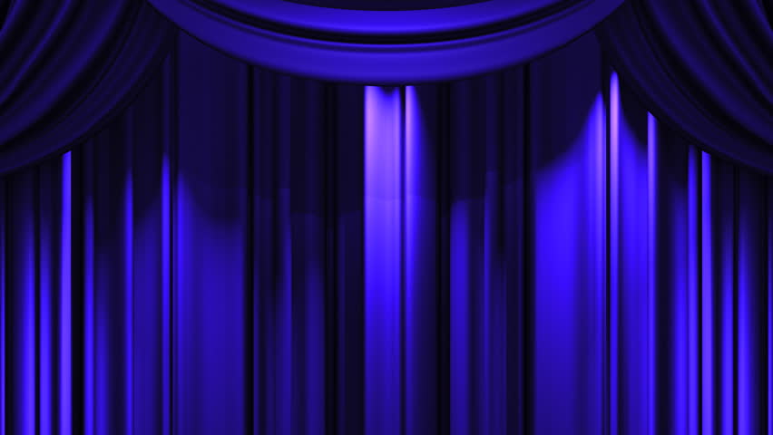 Blue Stage Curtain On Black Background. Loop Able 3D Render Animation ...