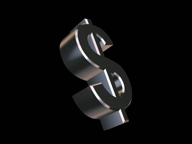 3d Silver Dollar Sign - Two Lines Version. 100% Blue Chroma Key For ...