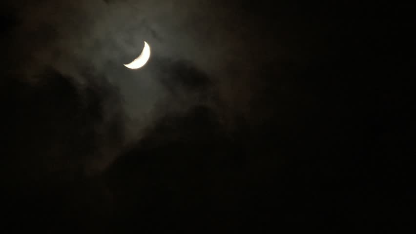 Timelapse Of Crescent Moon Behind Clouds. Stock Footage Video 2205178 ...