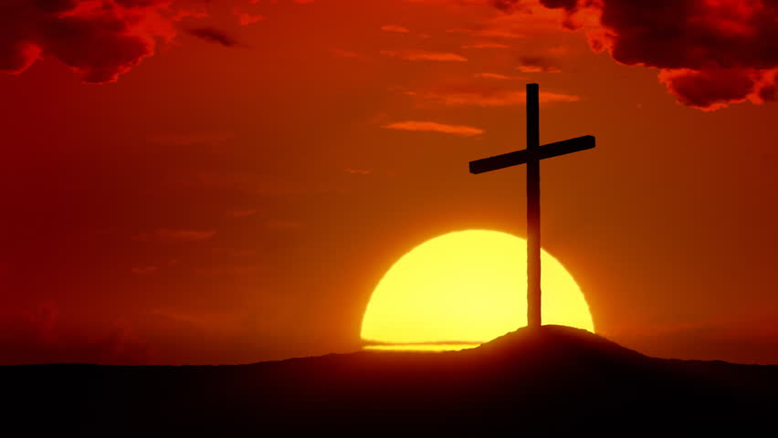 The Risen Christ: Time Lapse Sunrise Behind Calvary Cross Stock Footage ...