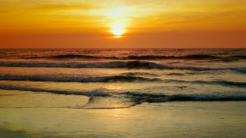 The Bright Sun Is Setting Over The Sea With Gentle Waves. Stock Footage ...