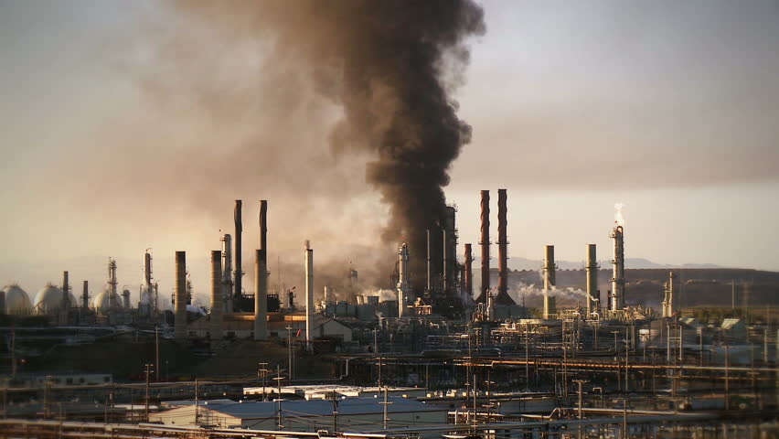 Smoke Stacks Of Petroleum And Petro Chemical Industry Refineries Stock ...