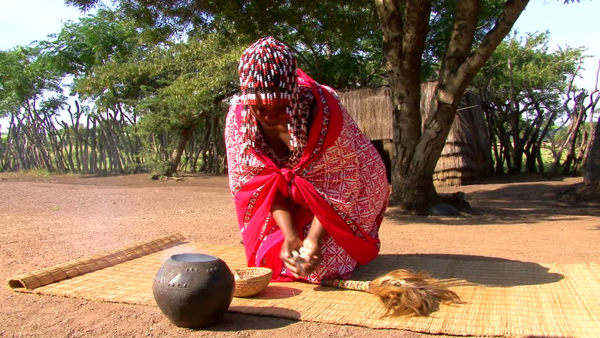 SOUTH AFRICA - Circa 2009: Zulu Magician Performing Ritual In Rural ...
