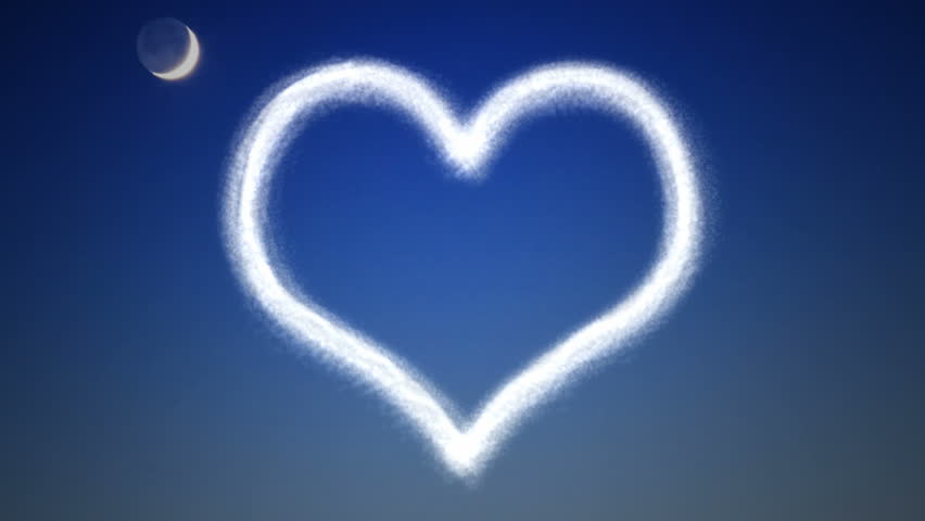 Heart From Cloud On Night Sky With Moon Stock Footage Video 3265939 ...