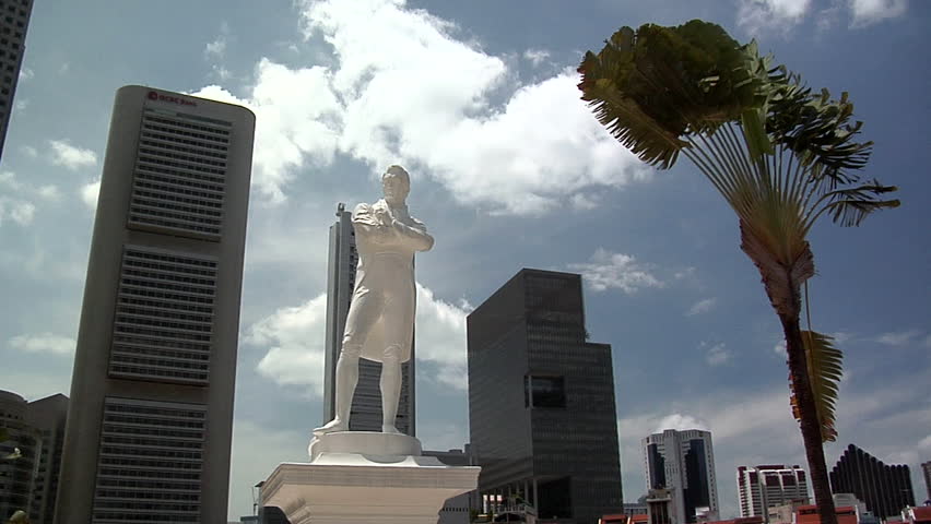 SINGAPORE - CIRCA FEBRUARY 2008: Historical Site And Statue Of Sir ...