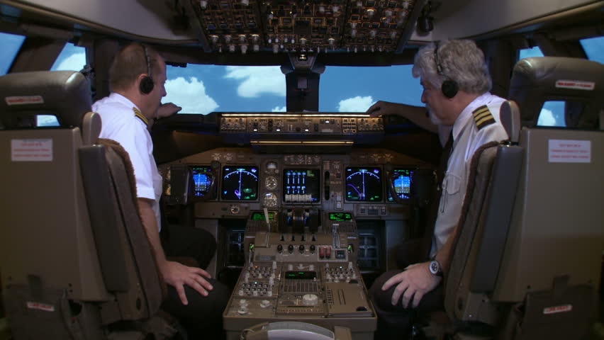 Cockpit View Of A Boeing 747 Banking To The Right. Stock Footage Video ...