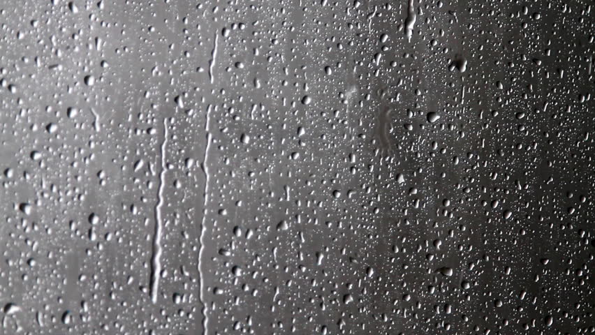 Black And White Wet Window With Drops Running Down A Pane. Rainy Day ...