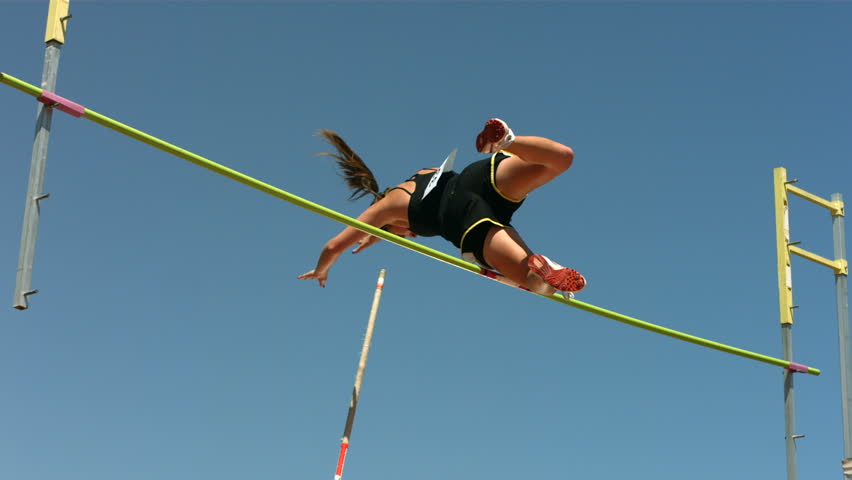 Track And Field Athlete Doing Pole Vault, Slow Motion Stock Footage ...