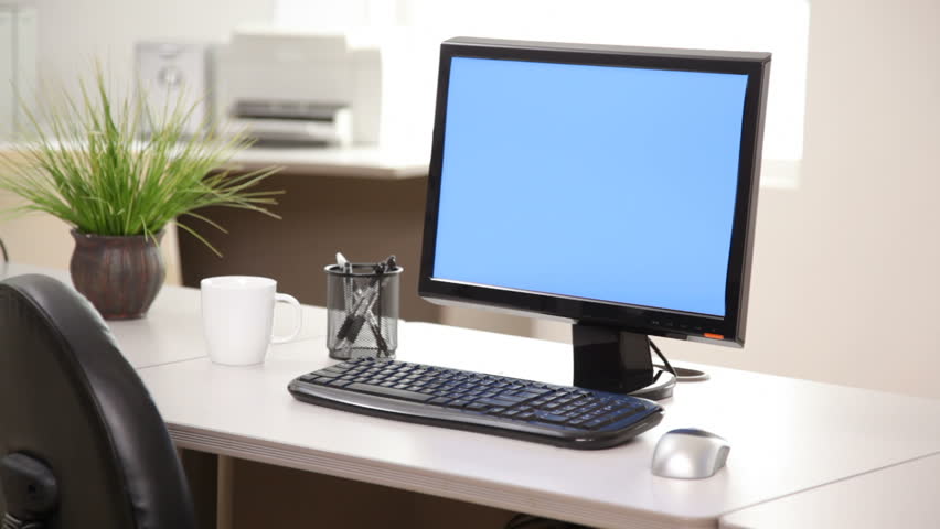 Laptop Computer With Blue Screen In Office Stock Footage Video 4636673 ...