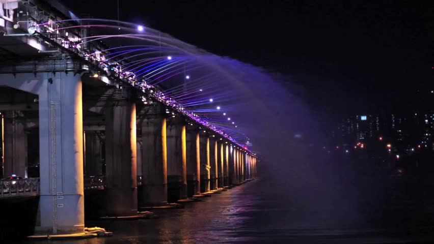 SEOUL - OCT 31 : A Night View Of Banpo Bridge A On October 31, 2013 In ...