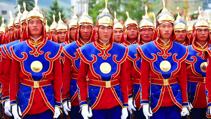 Mongolian Army In Traditional Outfit During Naadam Festival ...