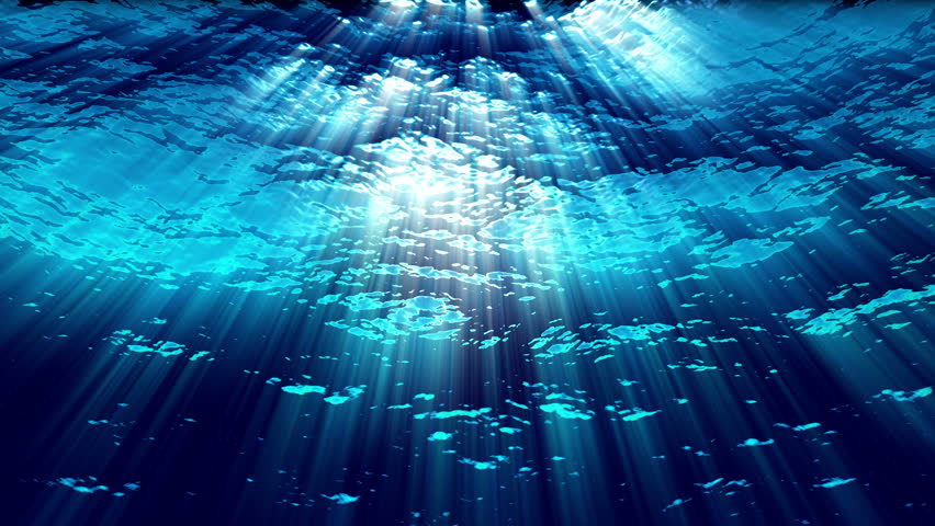 Underwater Ocean Waves Ripple And Flow With Light Rays (Loop). Stock ...