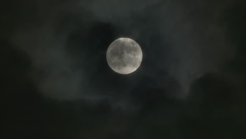 Full Moon. Night Sky. Moonlight. Clouds. Darkness. Spooky Scary. Mystic ...