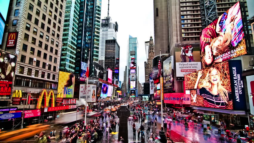 NEW YORK CITY - April 14, 2014: Time Lapse Of Times Square. Zoom In ...