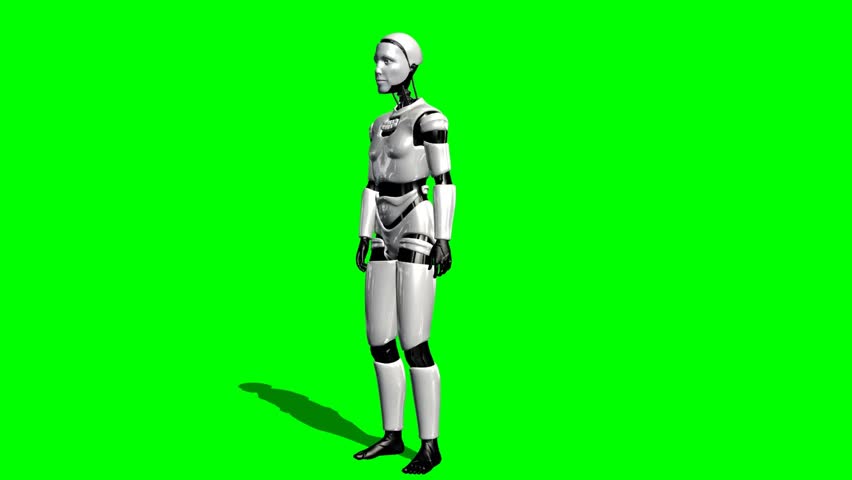 Humanoid I Robot Walk Animation Green Screen Video Footage Stock ...